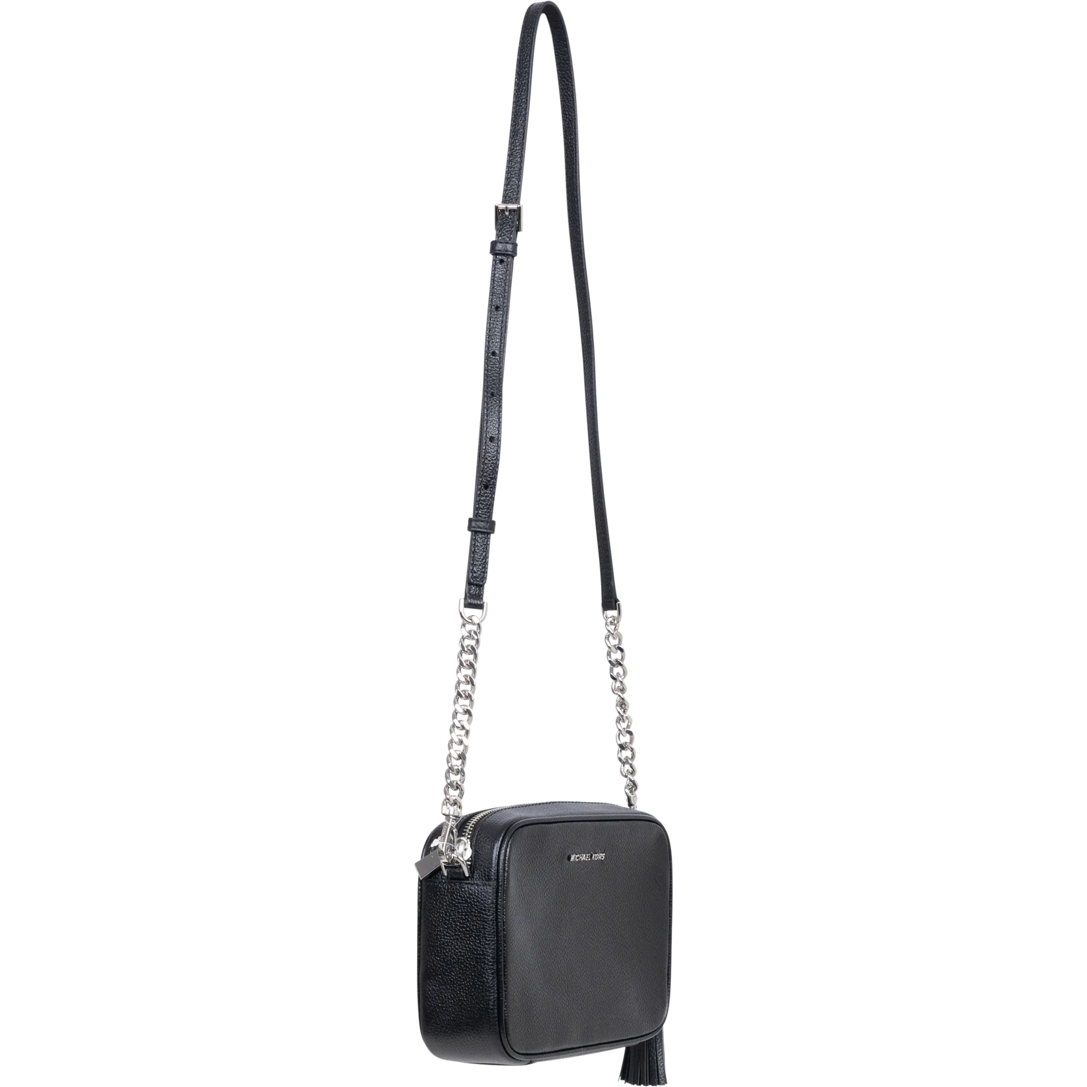 Md Camera Bag Sh Rhodium Leather - Black