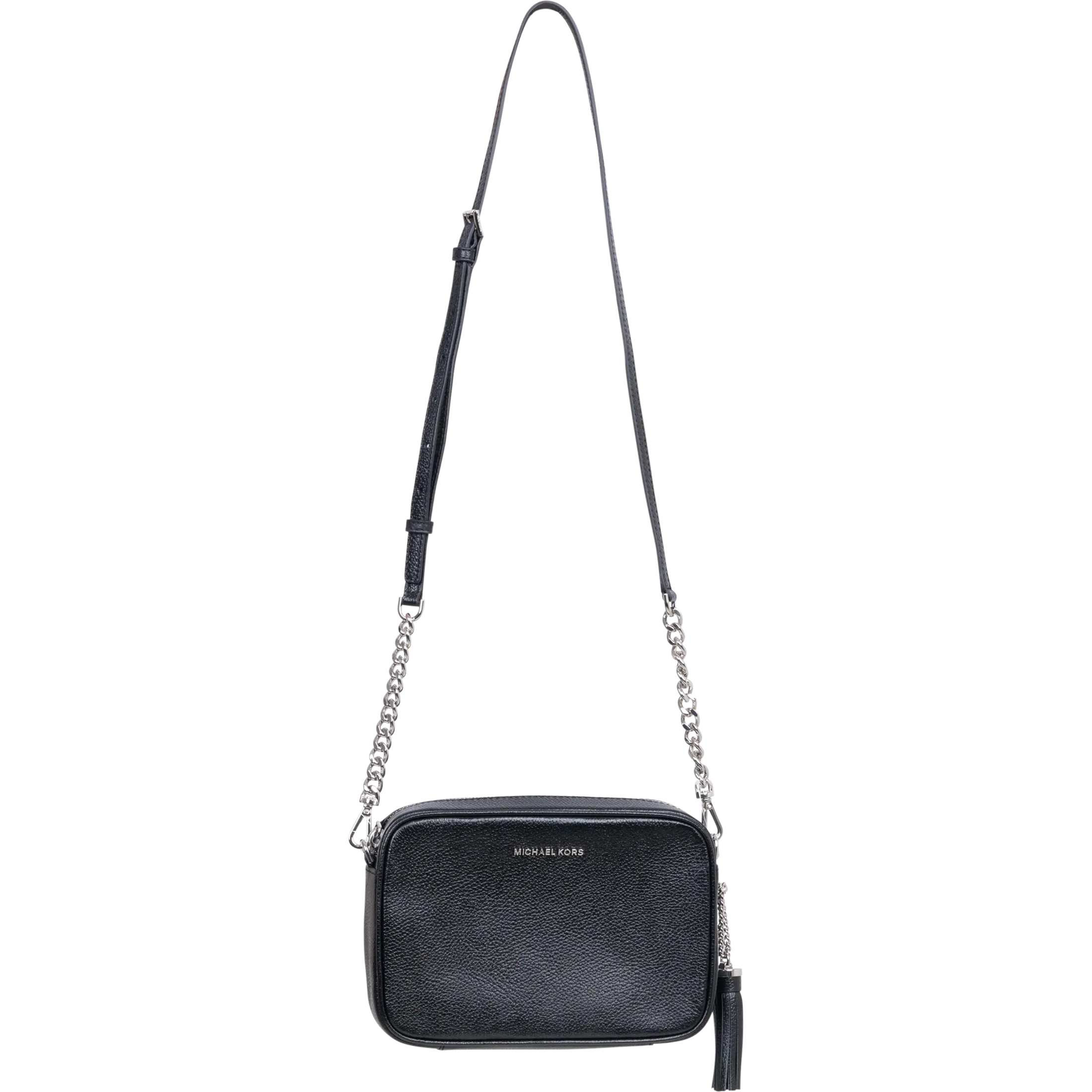 Md Camera Bag Sh Rhodium Leather - Black
