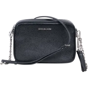 Md Camera Bag Sh Rhodium Leather - Black
