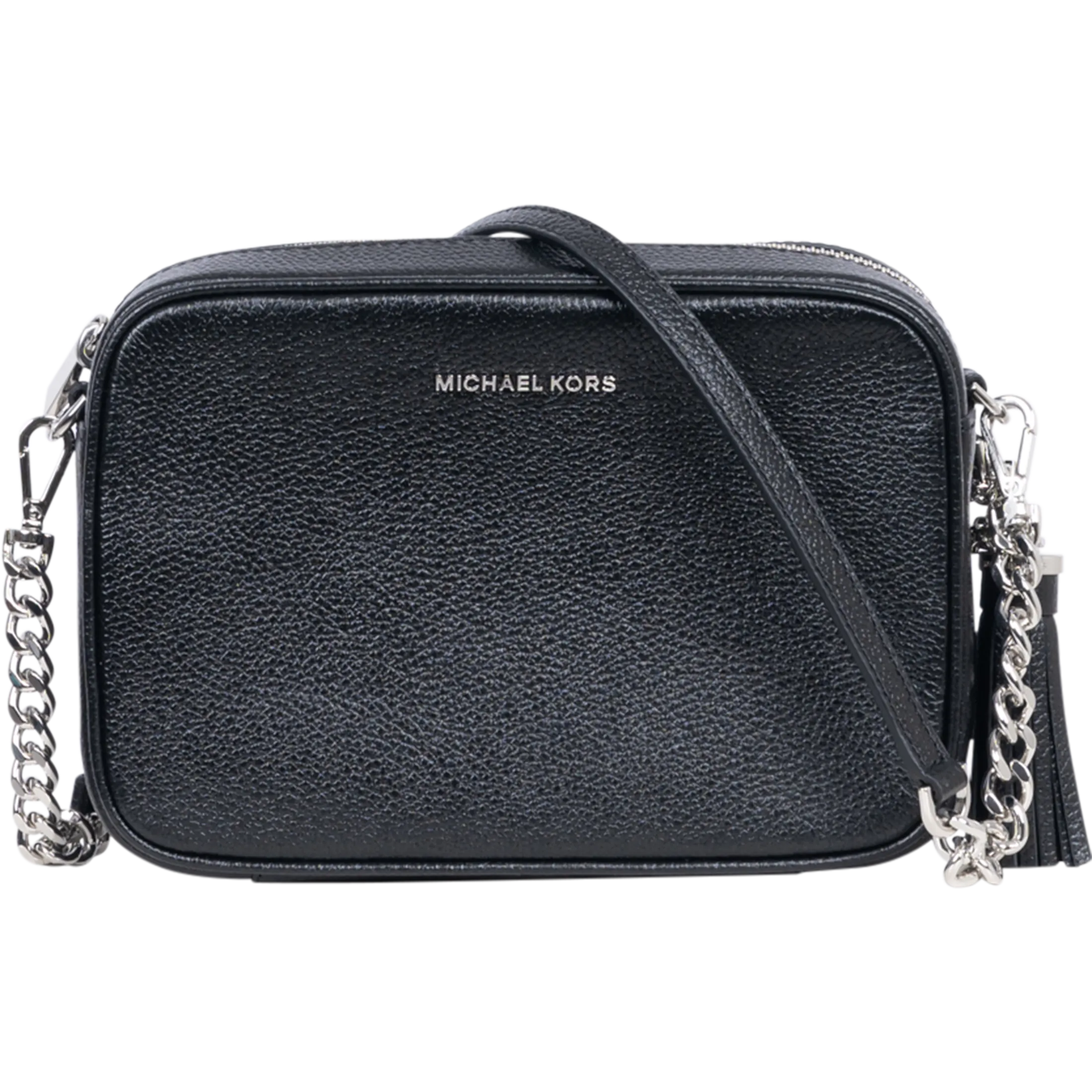 Md Camera Bag Sh Rhodium Leather - Black