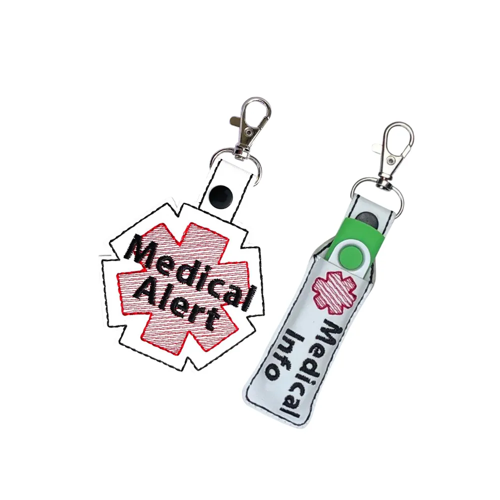 Medical Alert Bag Tag, Marine Vinyl Durable Keychain, Personalized Medical Condition Accessory