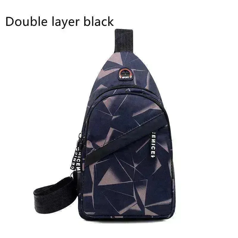 Men's Print Sling Chest & Crossbody Bag With Earphone access Design