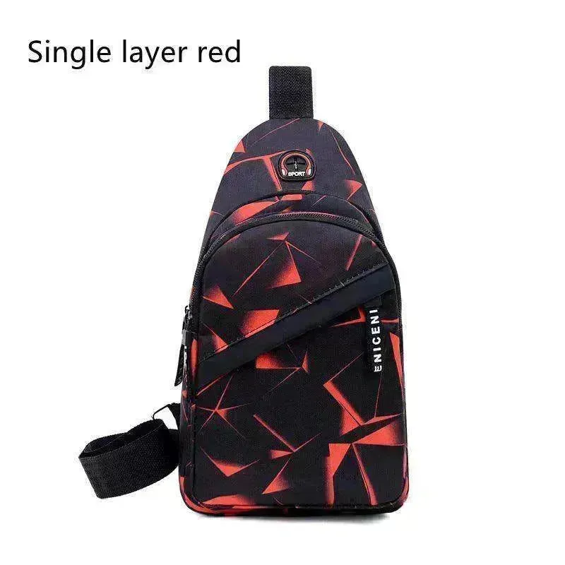 Men's Print Sling Chest & Crossbody Bag With Earphone access Design