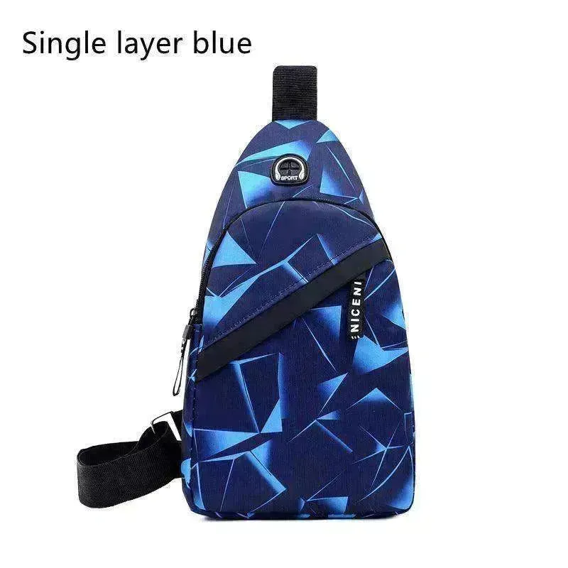 Men's Print Sling Chest & Crossbody Bag With Earphone access Design