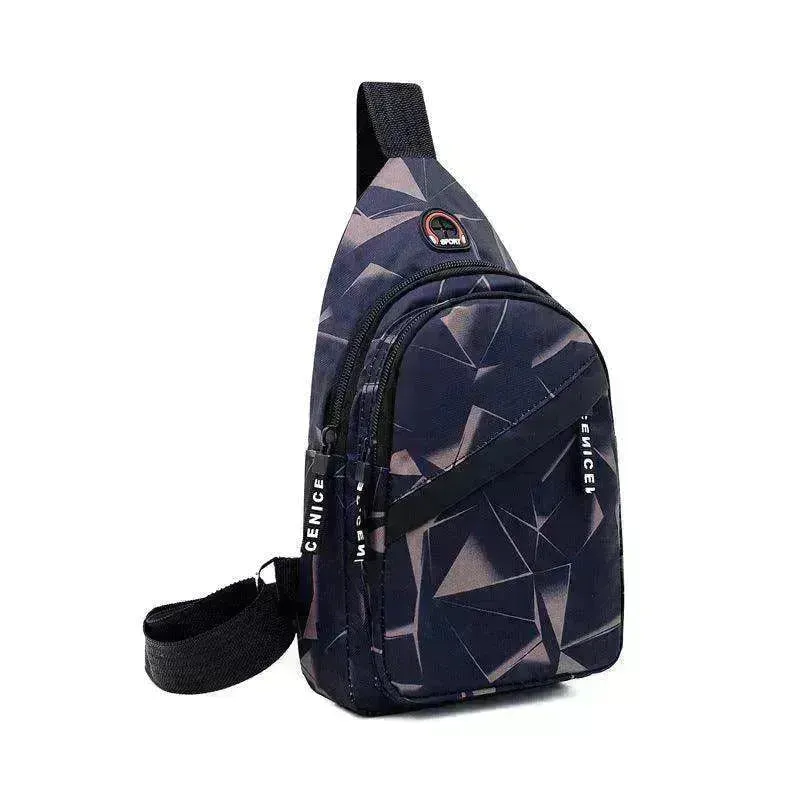 Men's Print Sling Chest & Crossbody Bag With Earphone access Design