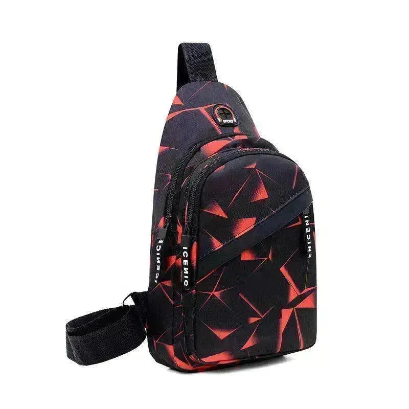 Men's Print Sling Chest & Crossbody Bag With Earphone access Design