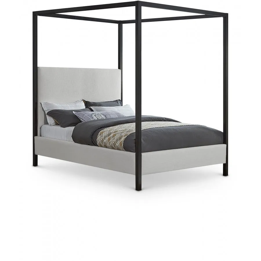 Meridian Furniture James Linen Textured Fabric Bed