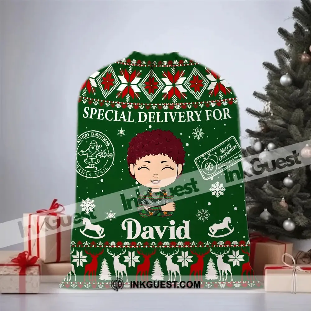 Merry Christmas Special Delivery For, Green Color - Personalized String Bag, Christmas Gift, Gift For Family