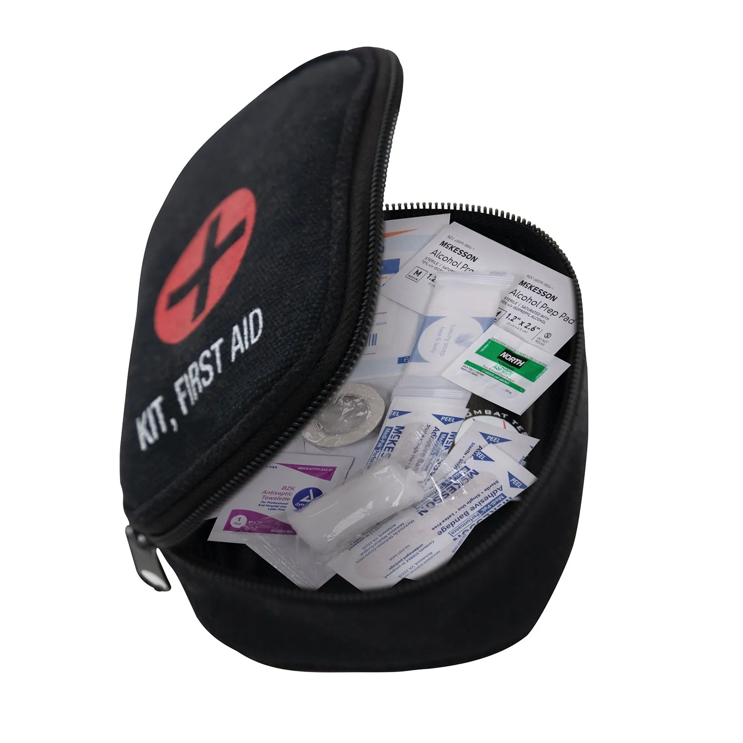 Military Zipper First Aid Kit, Red, Olive Drab, Black