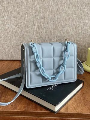 Minimalist Embossed Chain Decor Crossbody Bag