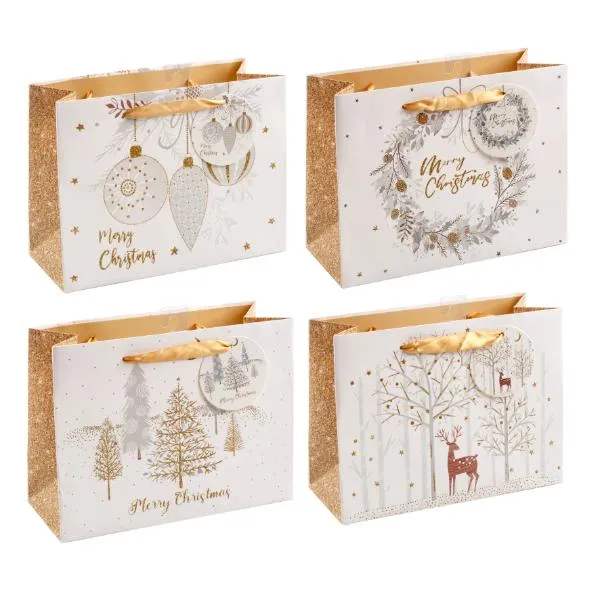 Modern Horizontal 210gsm Christmas Gift Bag - Medium