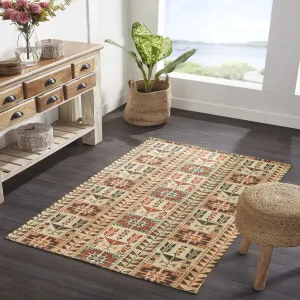 Mona B - Printed Vintage Dhurrie Carpet Rug Runner Floor Mat for Living Room Bedroom: 3.5 X 5.5 Feet Multi Color- PR-103
