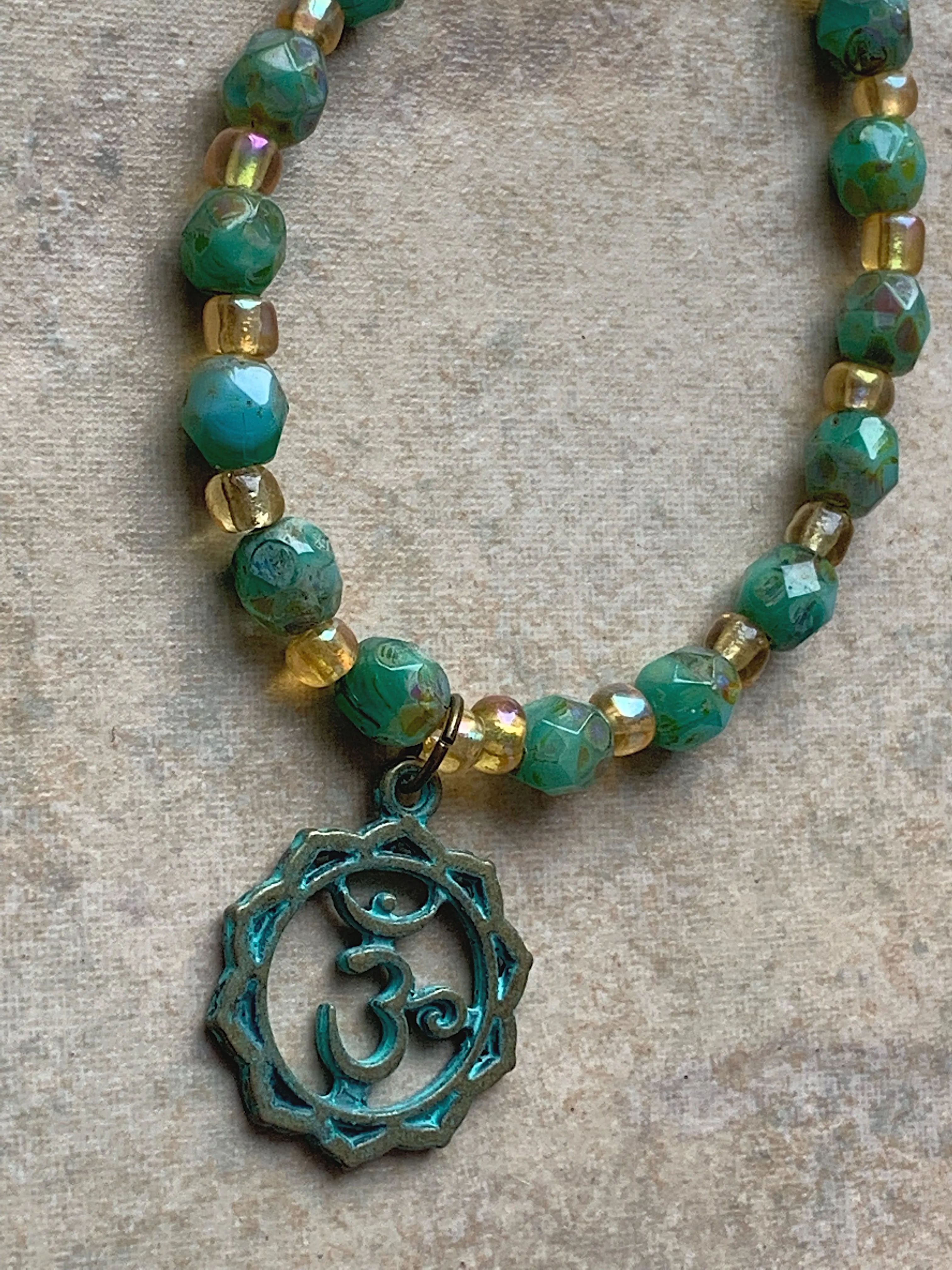 Ohm Aqua Blue Handmade Charm Bracelet