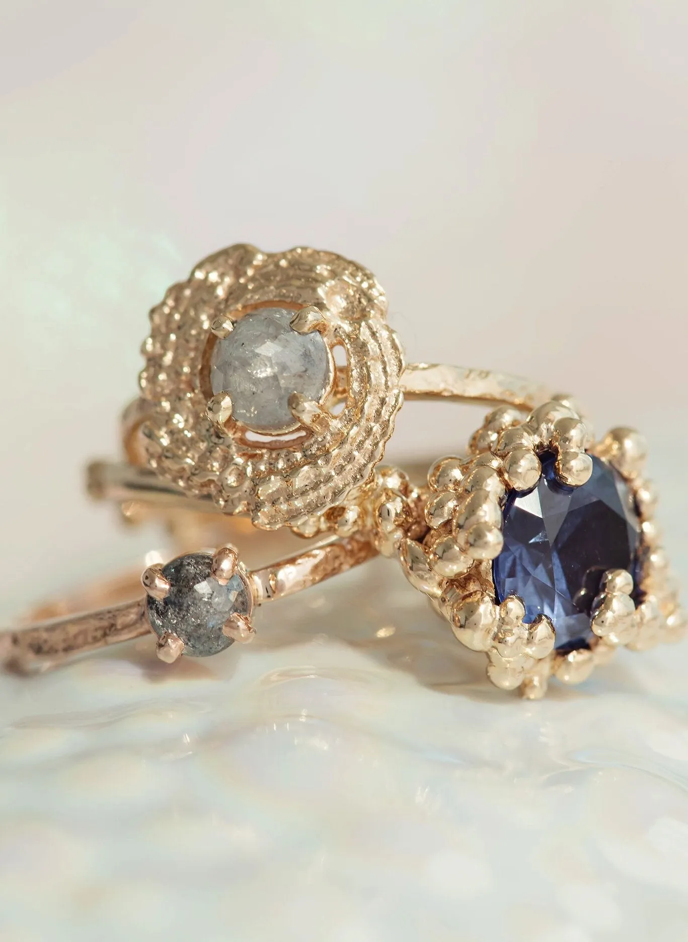 One of a Kind ~ Bermuda Moss Textured Ring in Rose Gold
