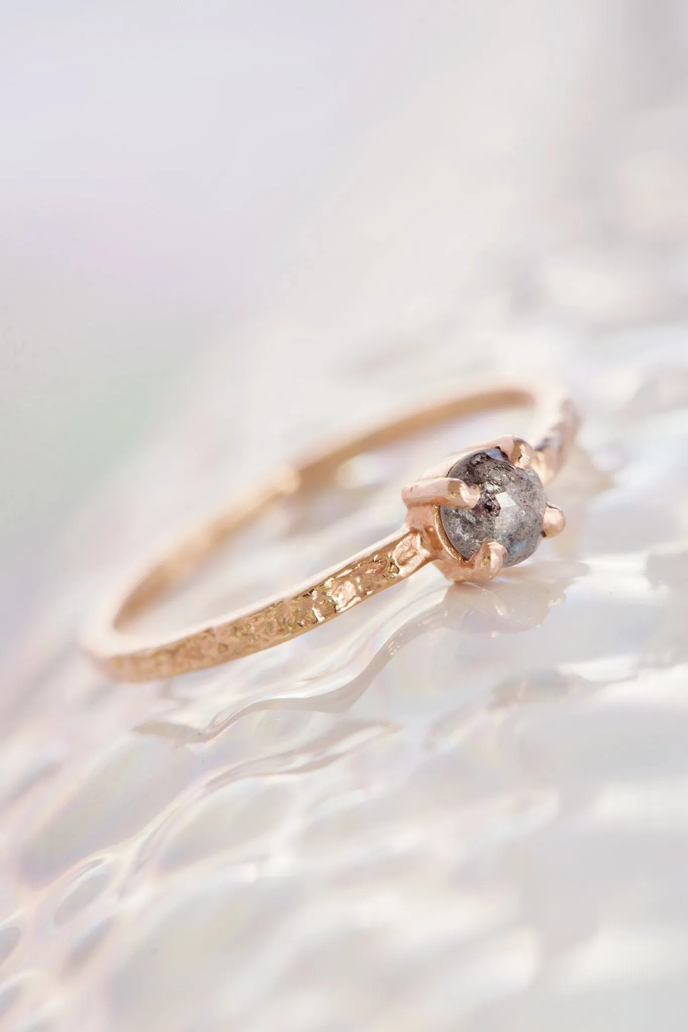 One of a Kind ~ Bermuda Moss Textured Ring in Rose Gold