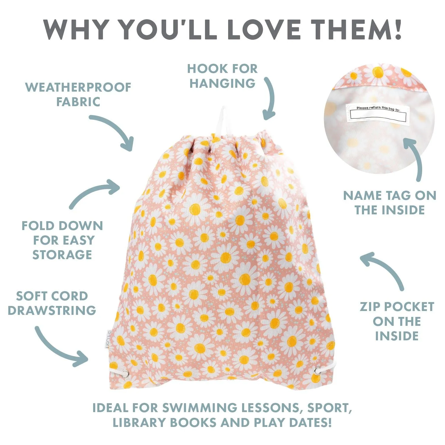 OUT & ABOUT DAISY DRAWSTRING BAG