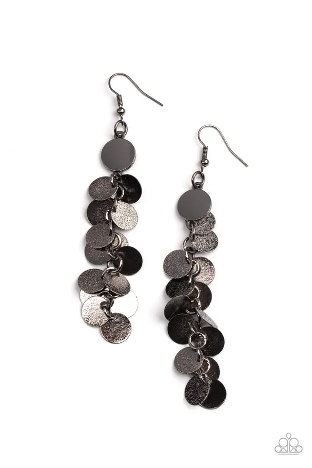 Paparazzi Earring ~ Game CHIME - Black