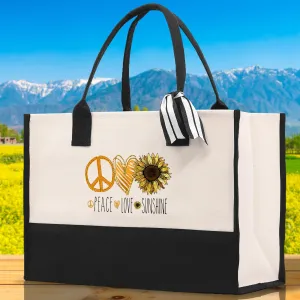 Peace Love Sunshine Cotton Canvas Tote Bag Nurse Appreciation Gift Bag Gift for Her Birthday Gift Bee Kind Mental Health Matters