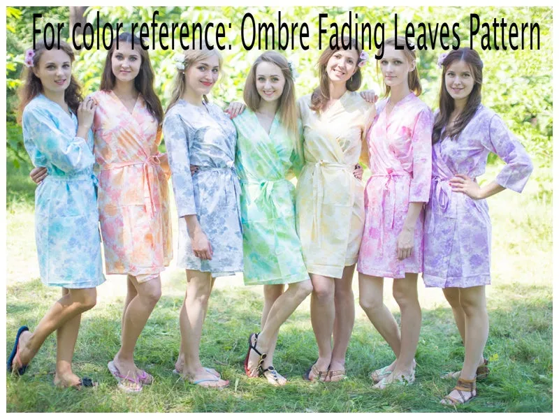 Peach Charming Collars Style Caftan in Ombre Fading Leaves Pattern