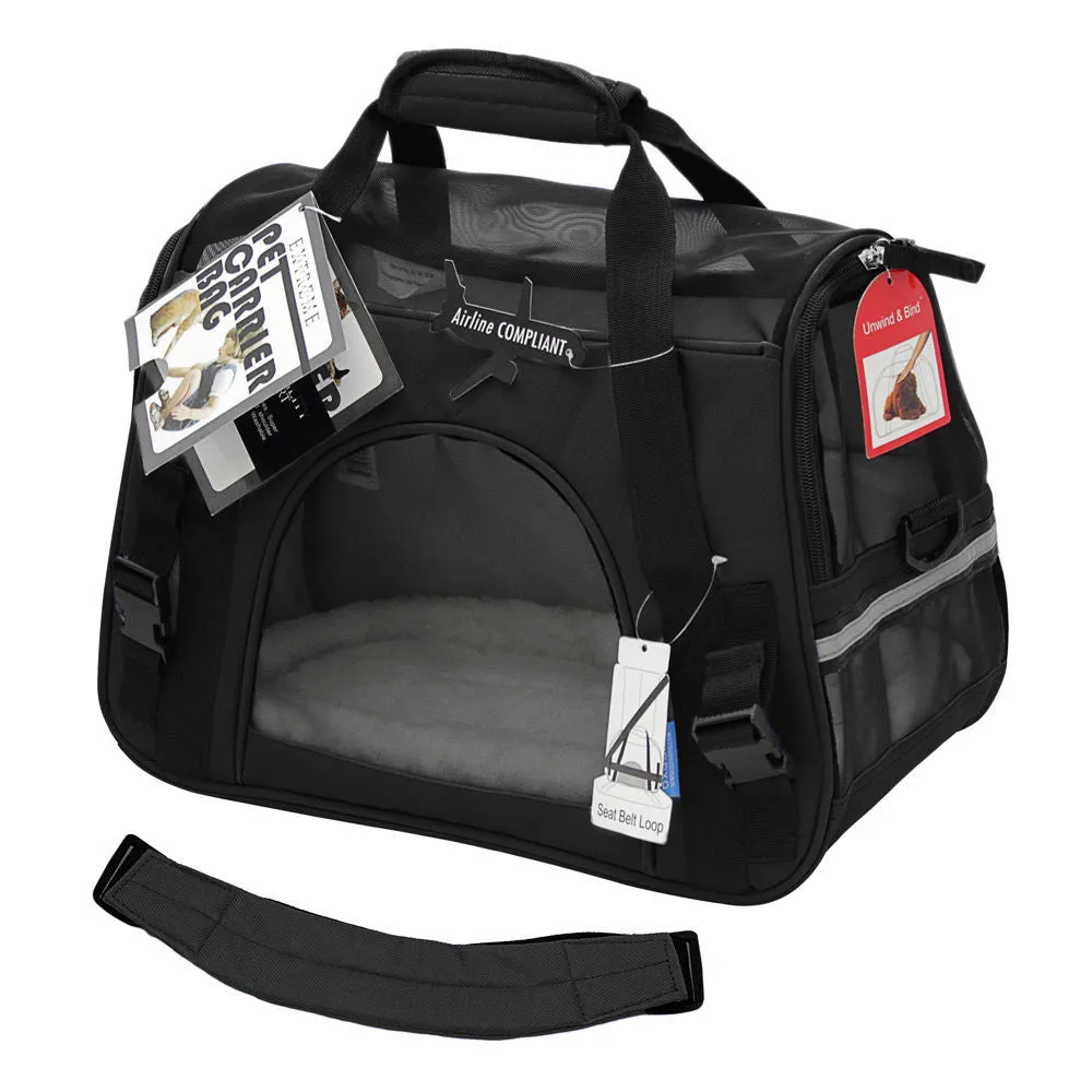 Pet Carrier Comfort Black Travel Bag