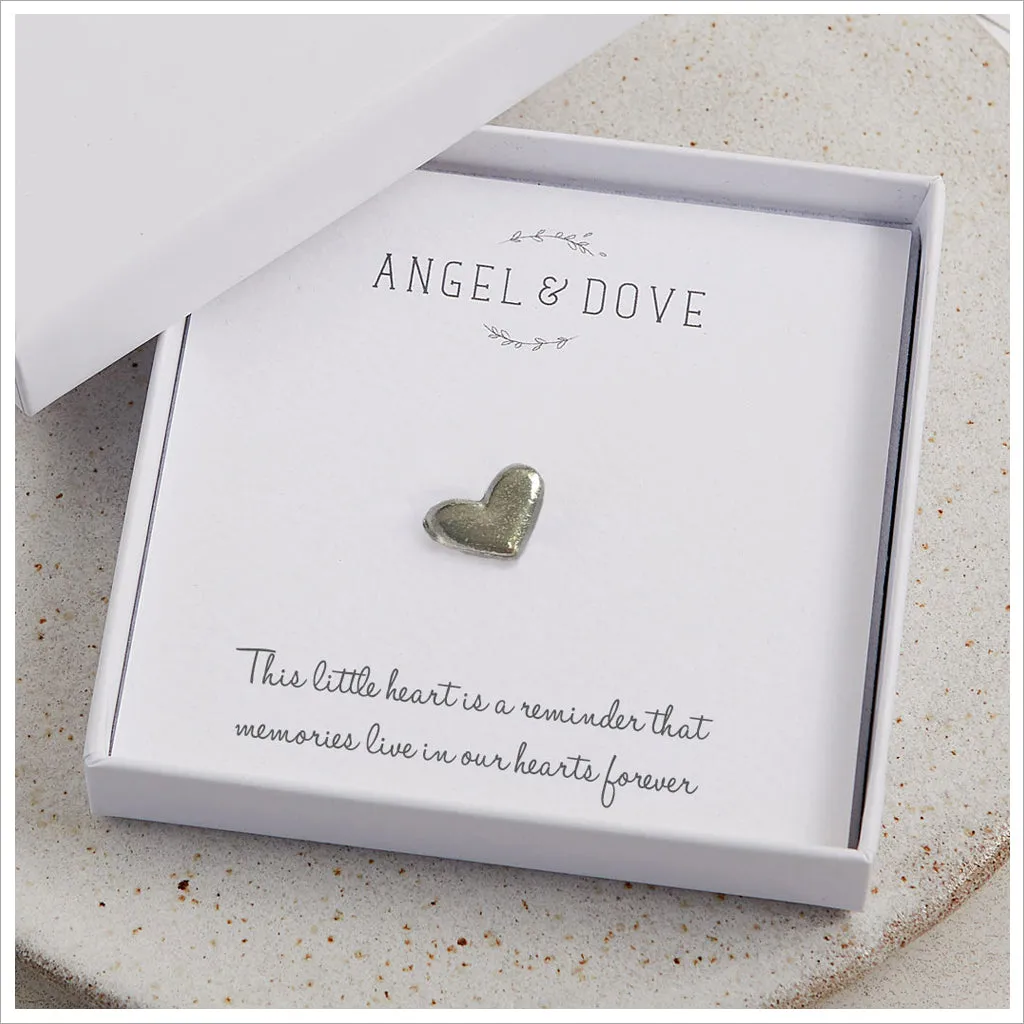 Pewter Heart 'Memories' Pocket Charm Sympathy Gift with Bag & Card