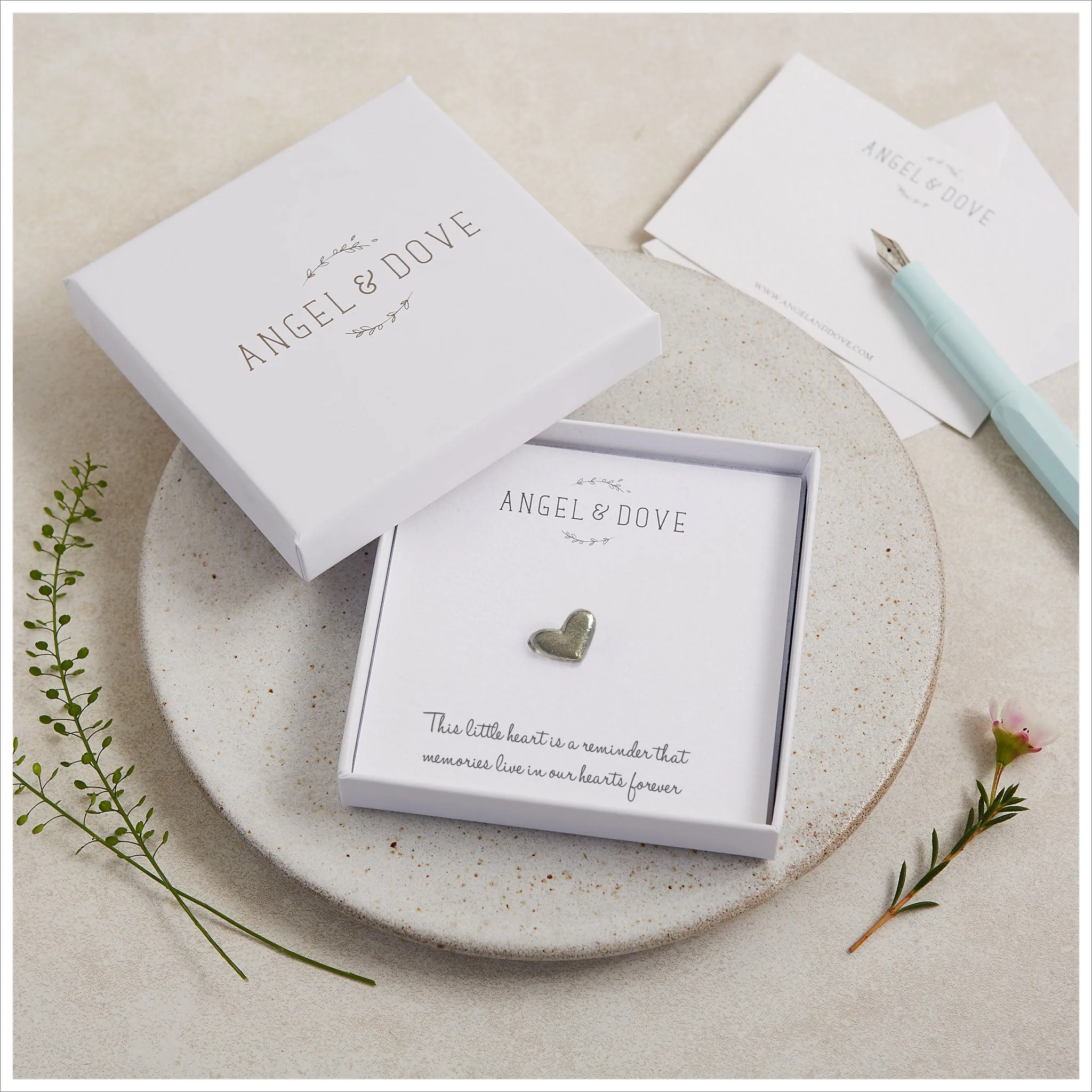 Pewter Heart 'Memories' Pocket Charm Sympathy Gift with Bag & Card