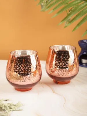 Pink Glass Tealight Candle Holders Pack Of 2 Pcs