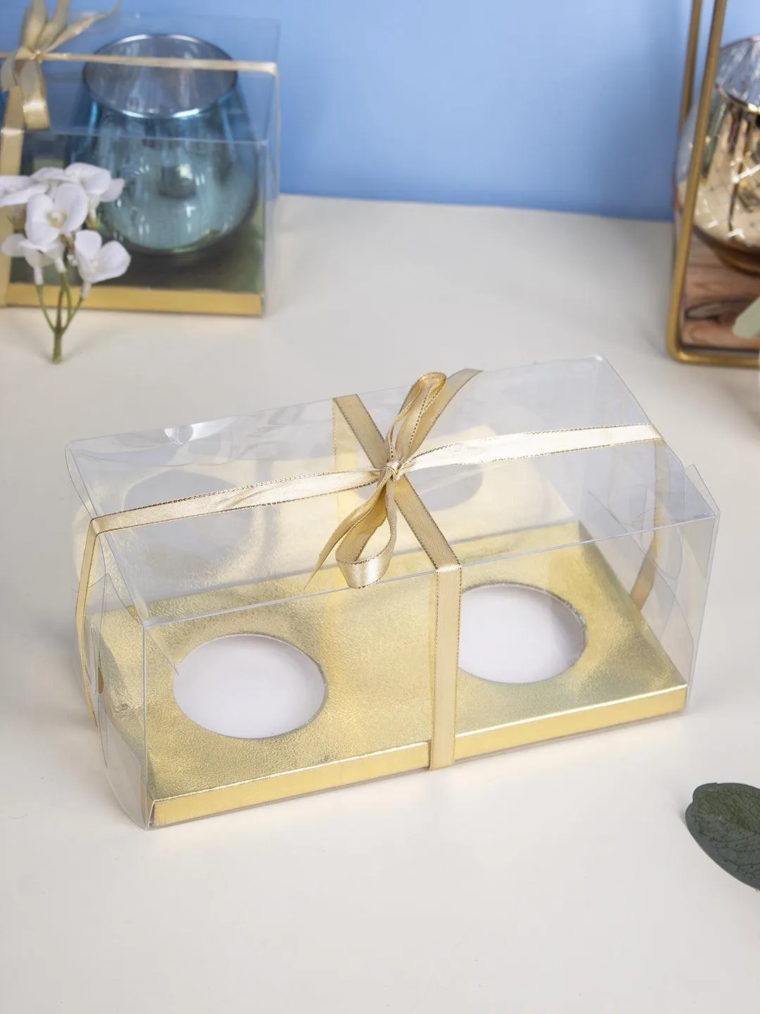 Pink Glass Tealight Candle Holders Pack Of 2 Pcs