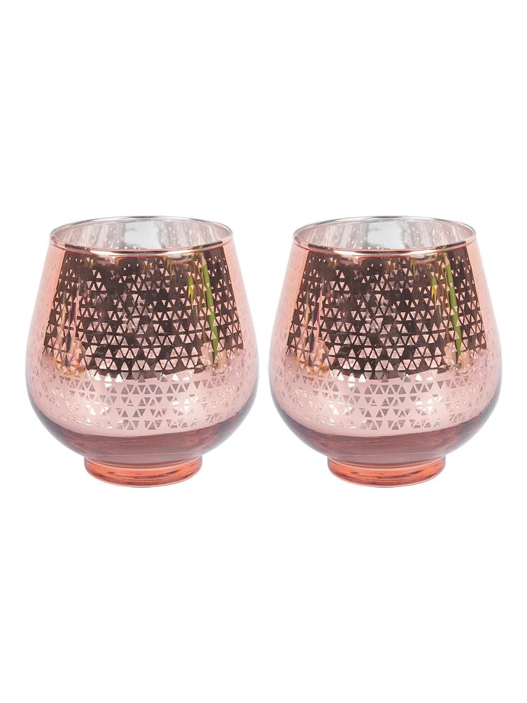 Pink Glass Tealight Candle Holders Pack Of 2 Pcs