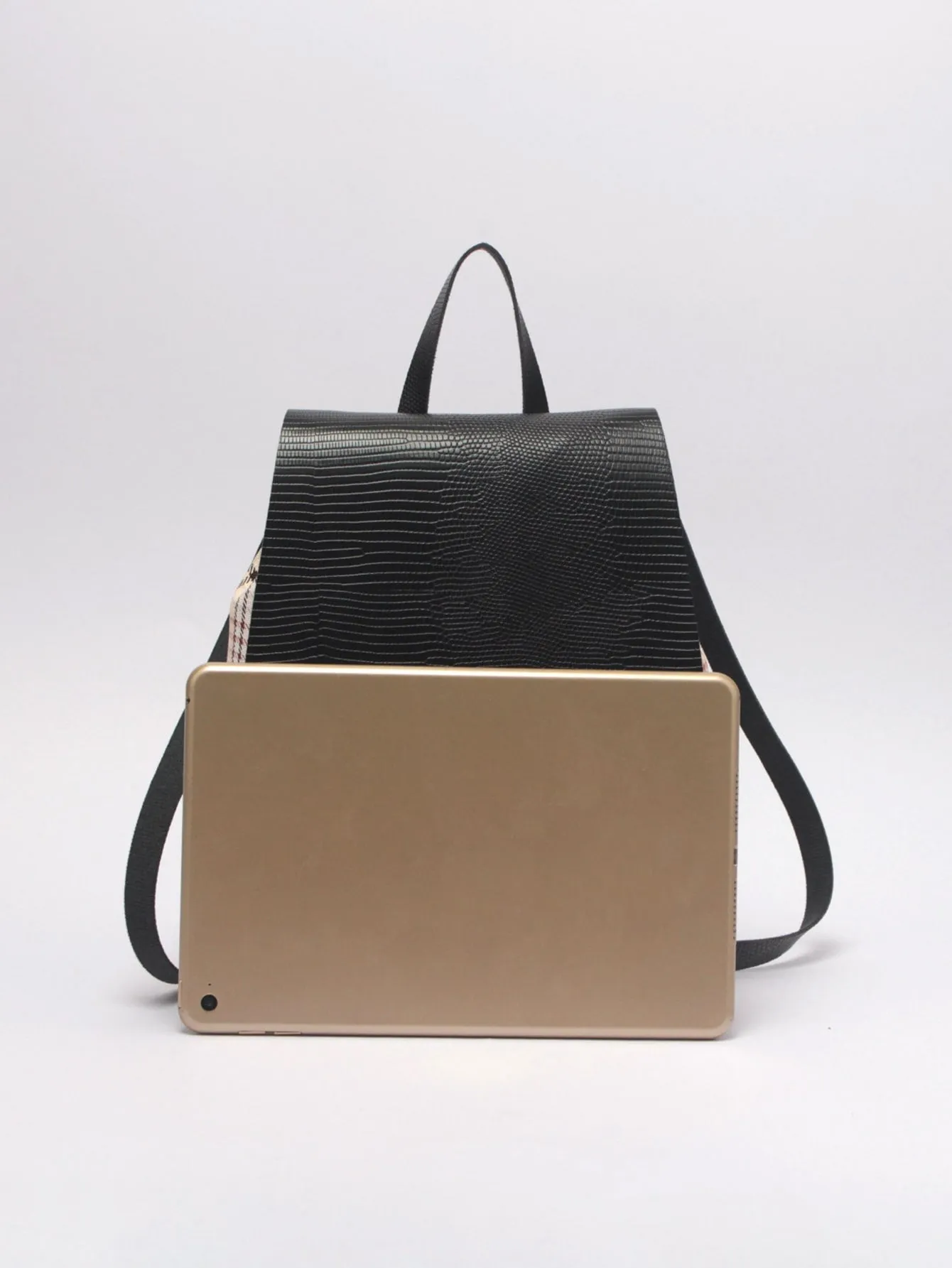 Plaid Pattern Flap Backpack
