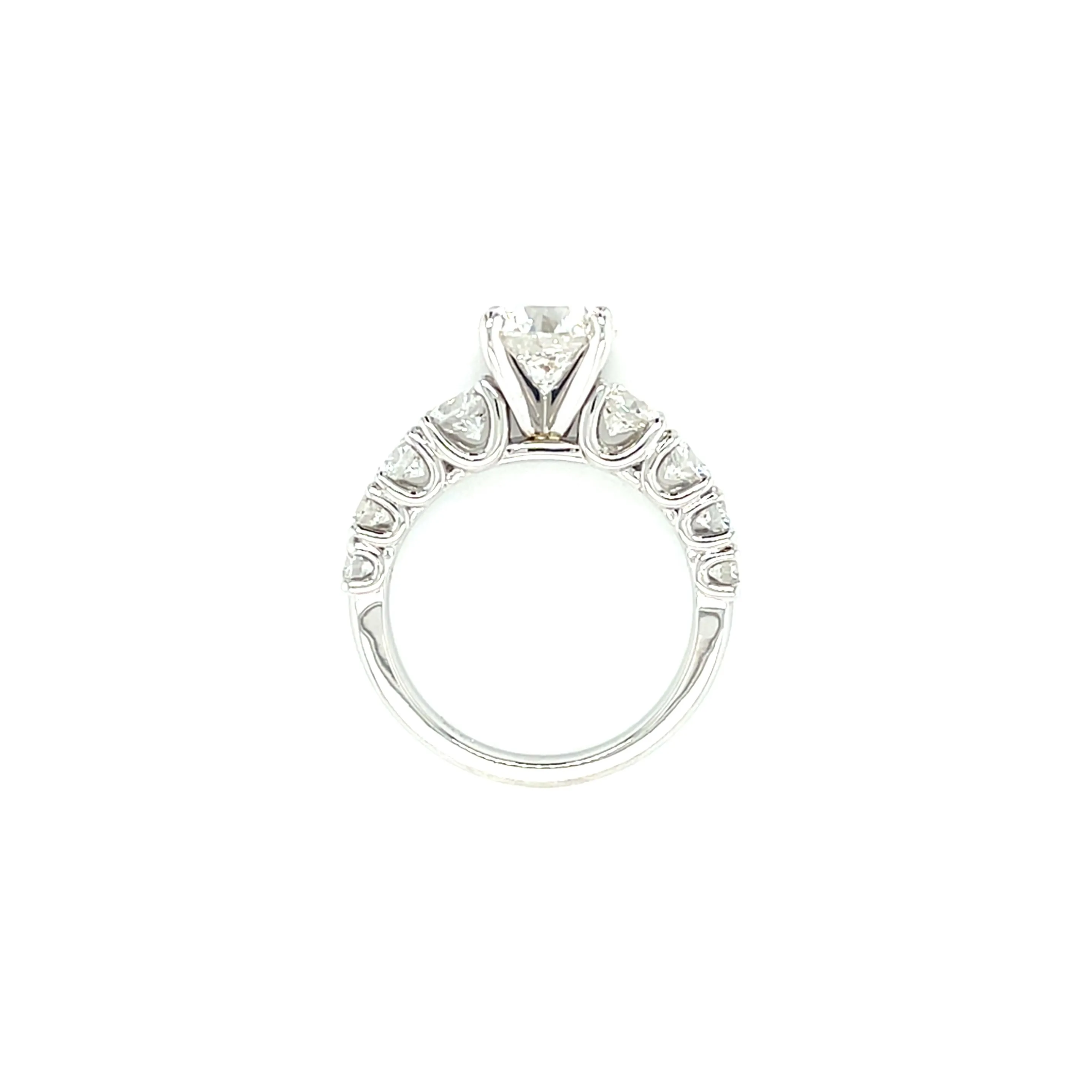 Platinum 2.00ct Round Brilliant Cut Diamond Ring with 8 Stone Graduated Diamond Band