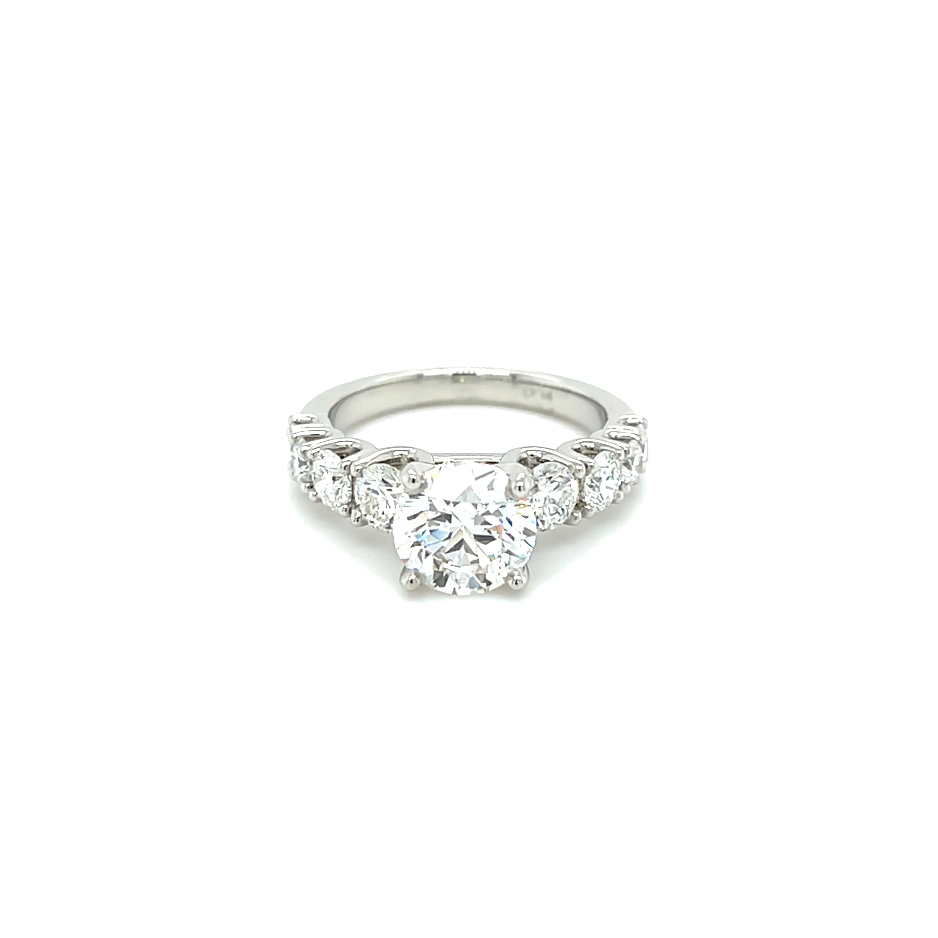 Platinum 2.00ct Round Brilliant Cut Diamond Ring with 8 Stone Graduated Diamond Band