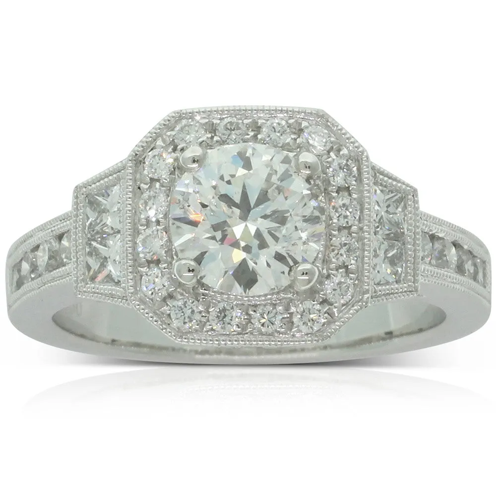 Platinum Diamond Halo Ring