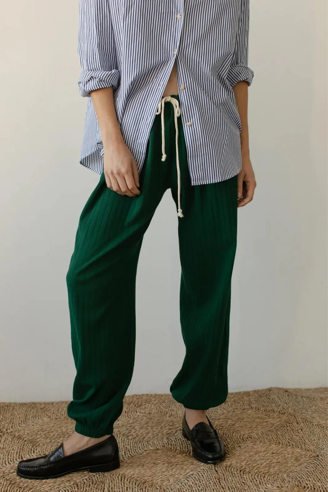 Pointelle Cinch Pant, Vert
