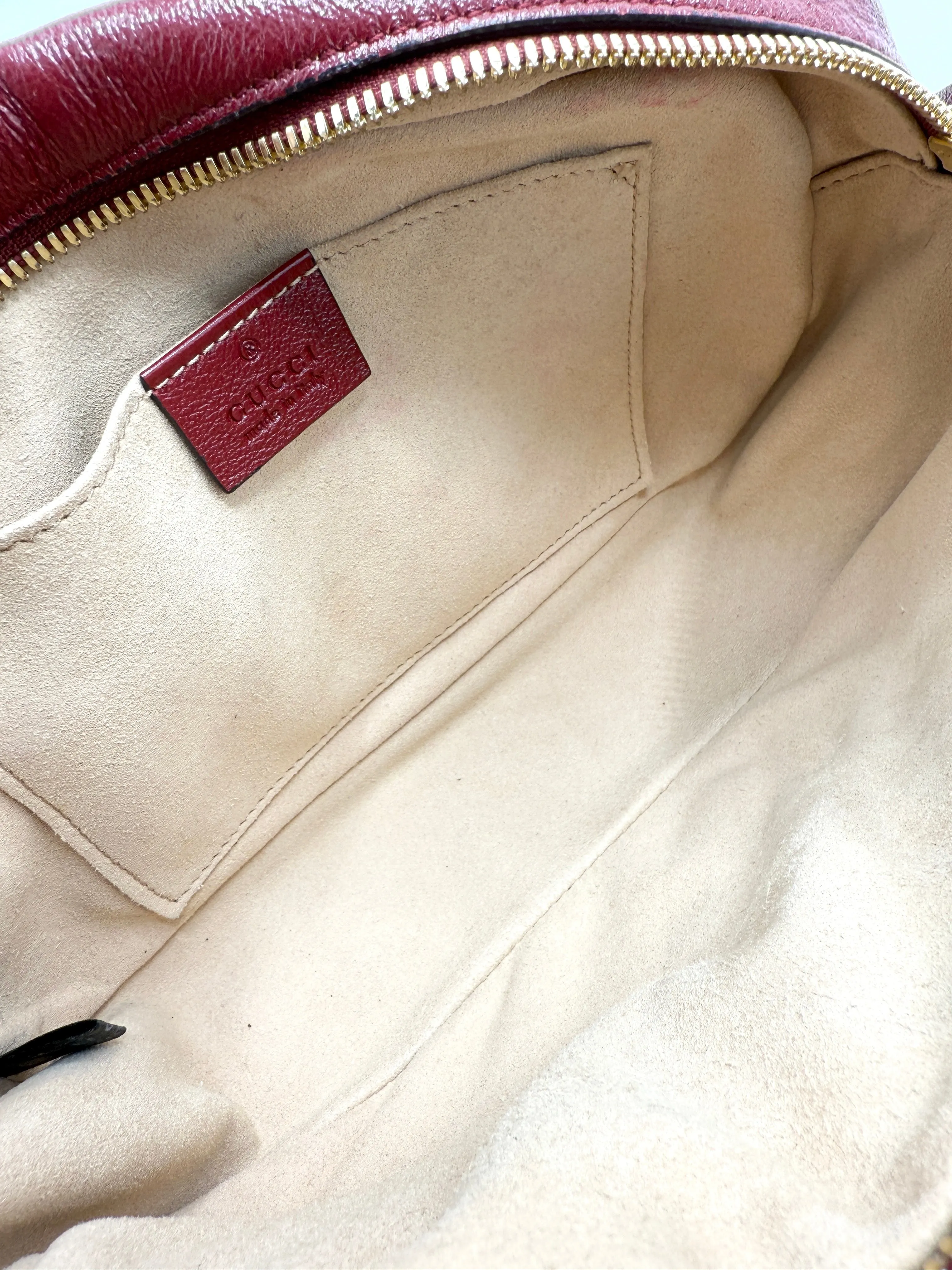 Red GG Canvas GHW Marmont Zip Camera Bag