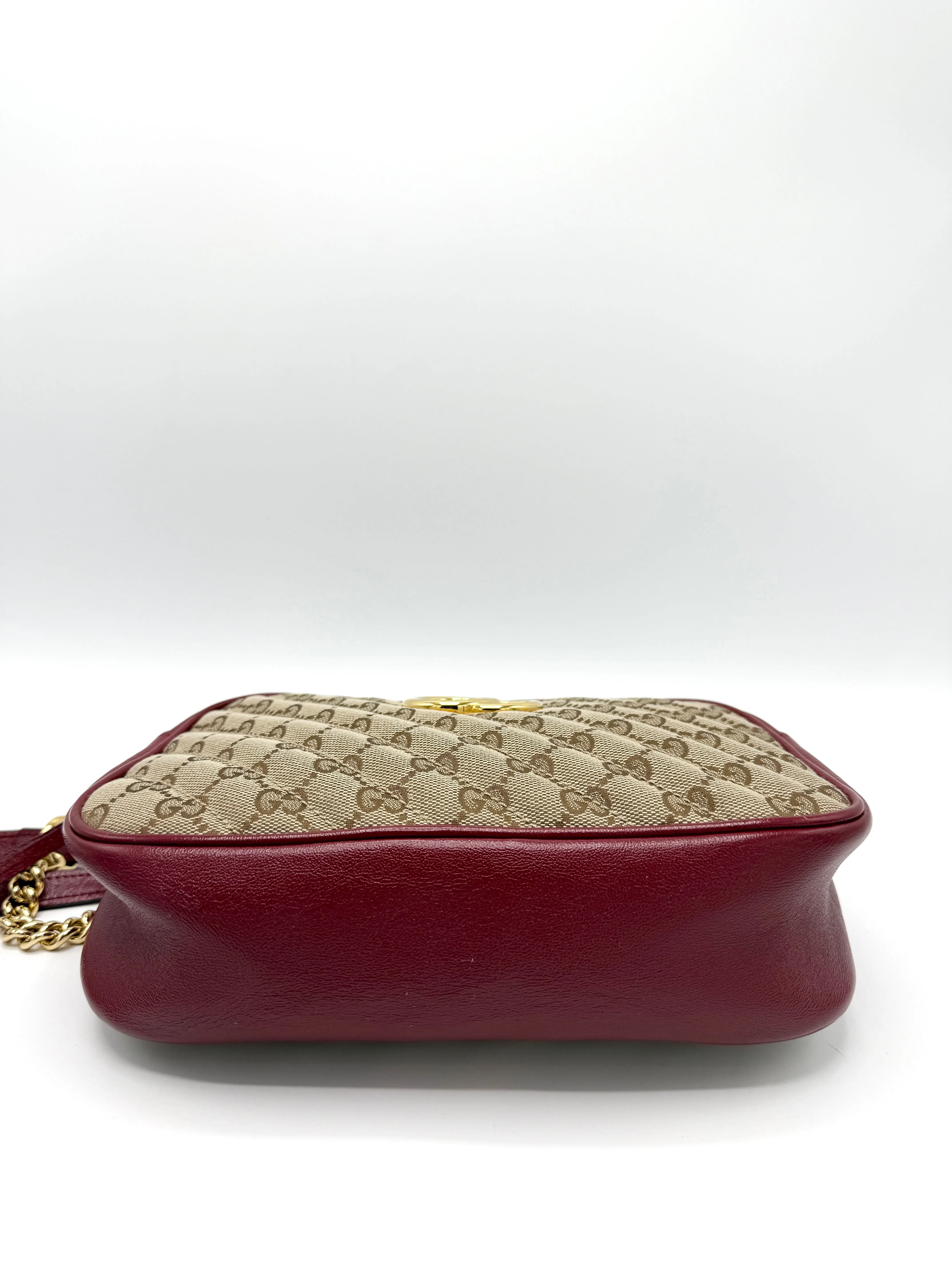 Red GG Canvas GHW Marmont Zip Camera Bag