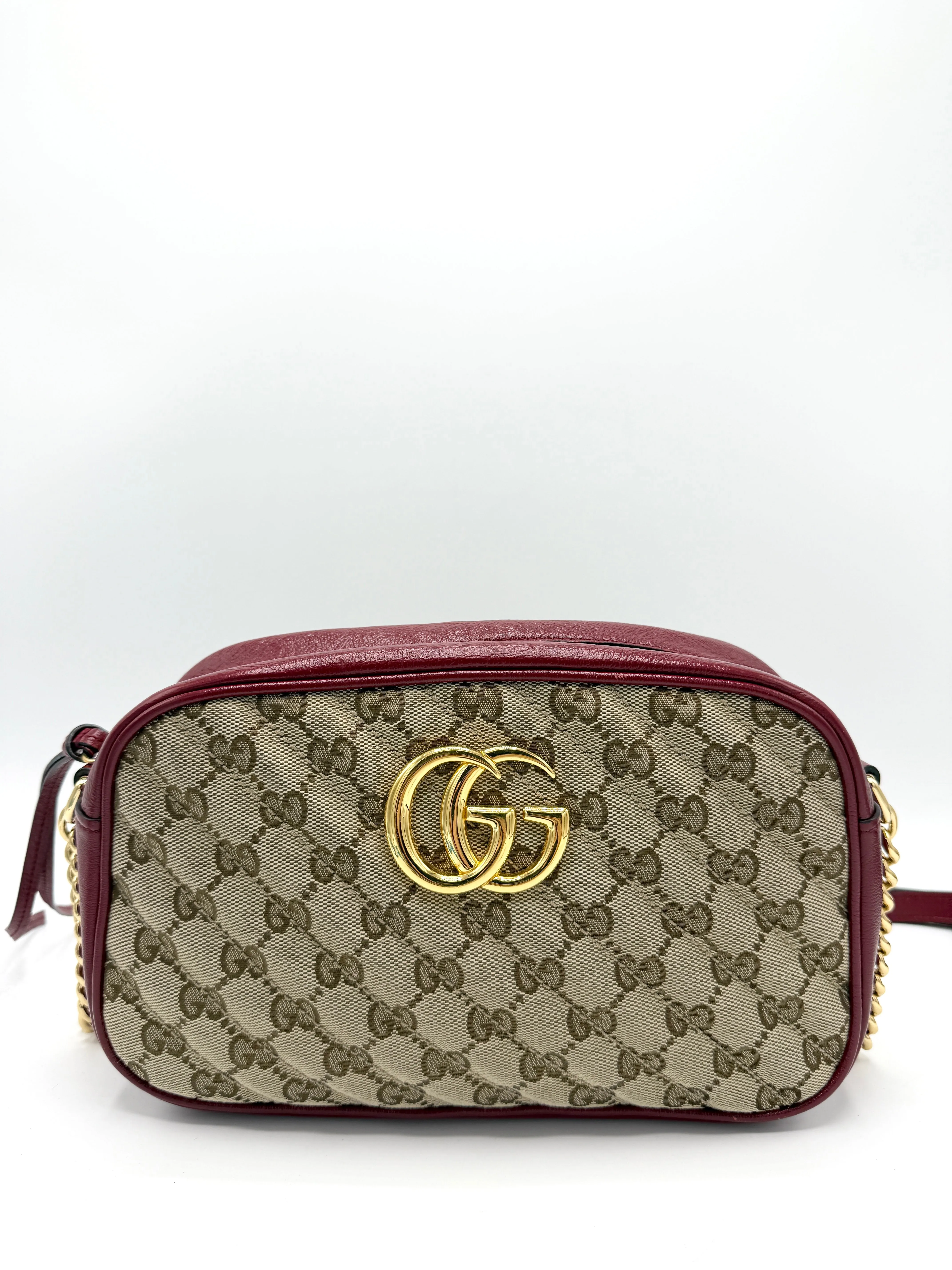 Red GG Canvas GHW Marmont Zip Camera Bag