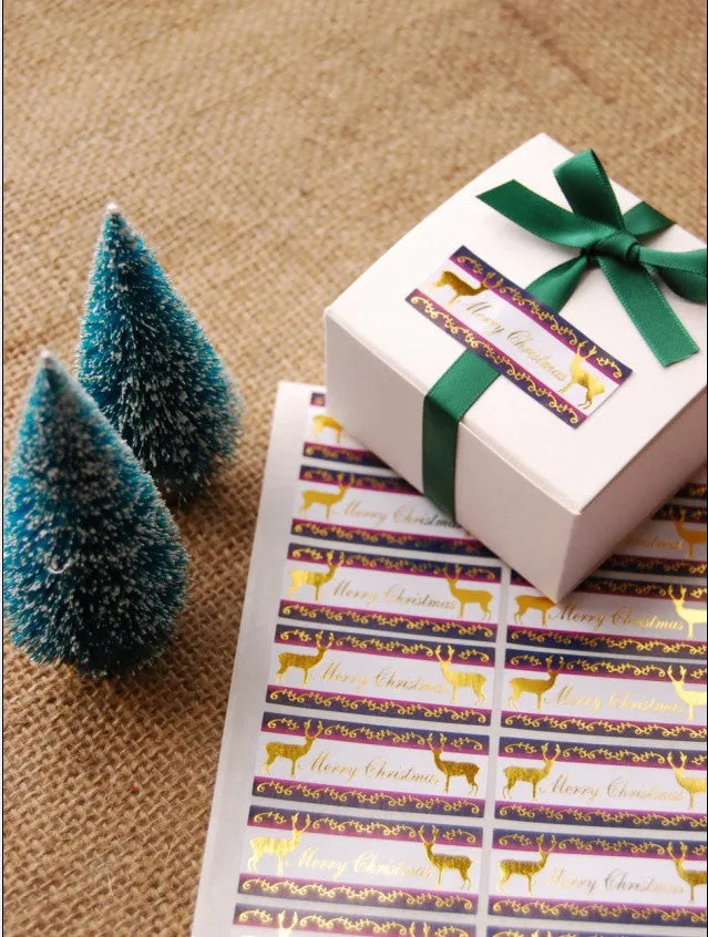 Reindeer & Merry Christmas Sticker Set (Gold / 24pcs) Seal Sticker - Scrapbooking Packaging Party Gift Wrap Deco Collage Home Decor S063