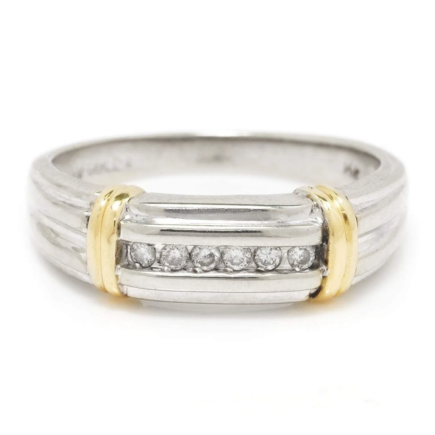 Round Diamond Men's Wedding Band 14K Two-Tone Gold 0.20ctw