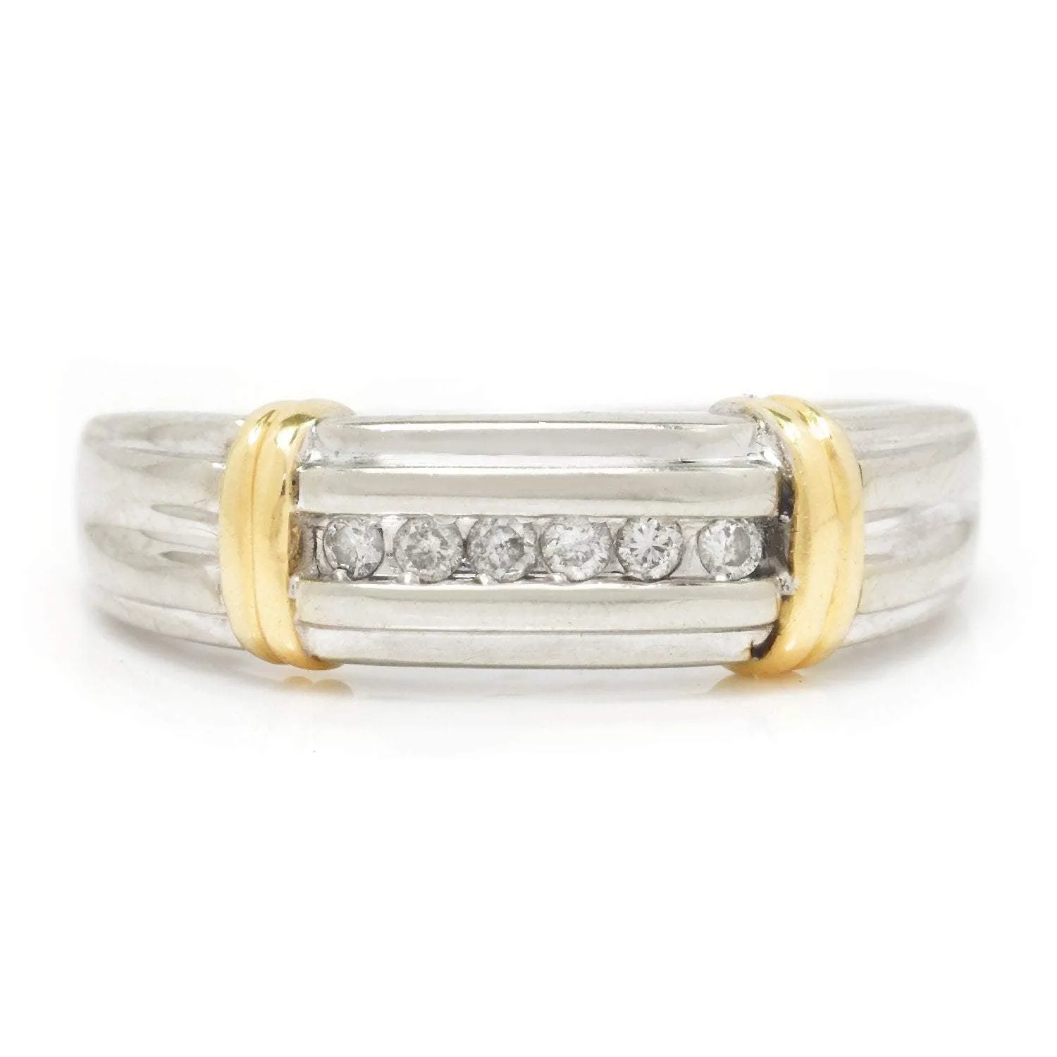 Round Diamond Men's Wedding Band 14K Two-Tone Gold 0.20ctw