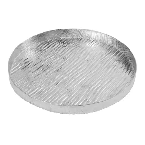 Round Textured Tray Silver