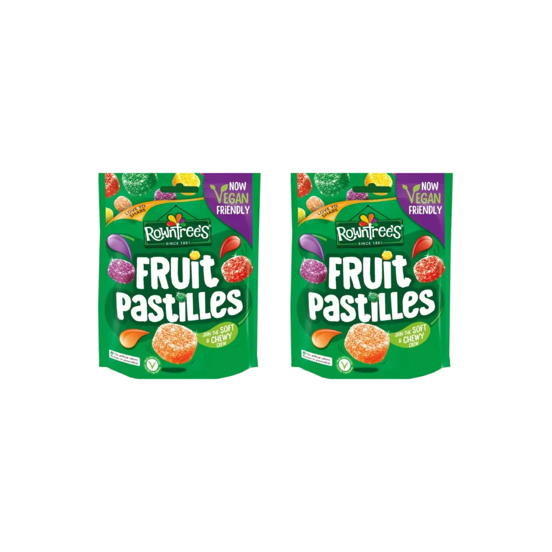 Rowntree’s Fruit Pastilles Vegan 143g (Pack of 2) | Plant-Based, Fruity Sweets, No Gelatin