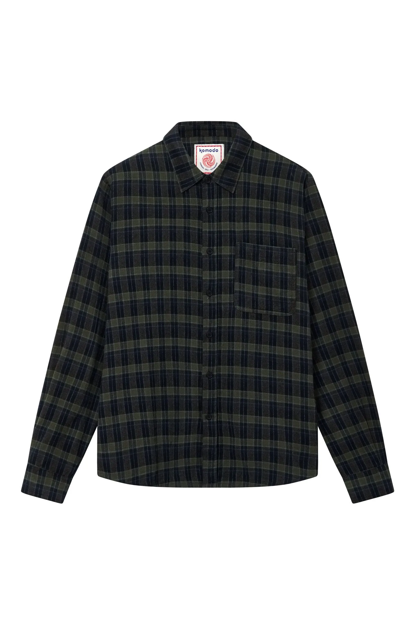 Santi Organic Cotton Flannel Shirt Navy Check