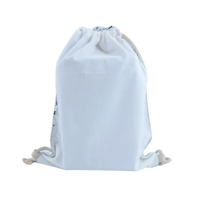 Silver Sequin drawstring bag - 34 x 45 cm