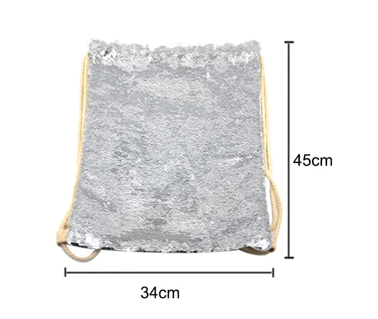 Silver Sequin drawstring bag - 34 x 45 cm