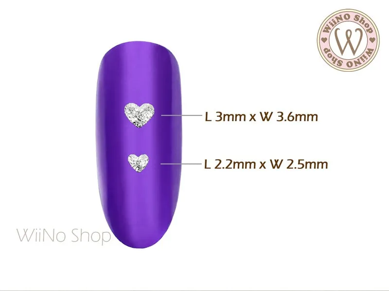 Silver Textured Heart Metal Studs - 25 pcs (2.2mm/3mm)