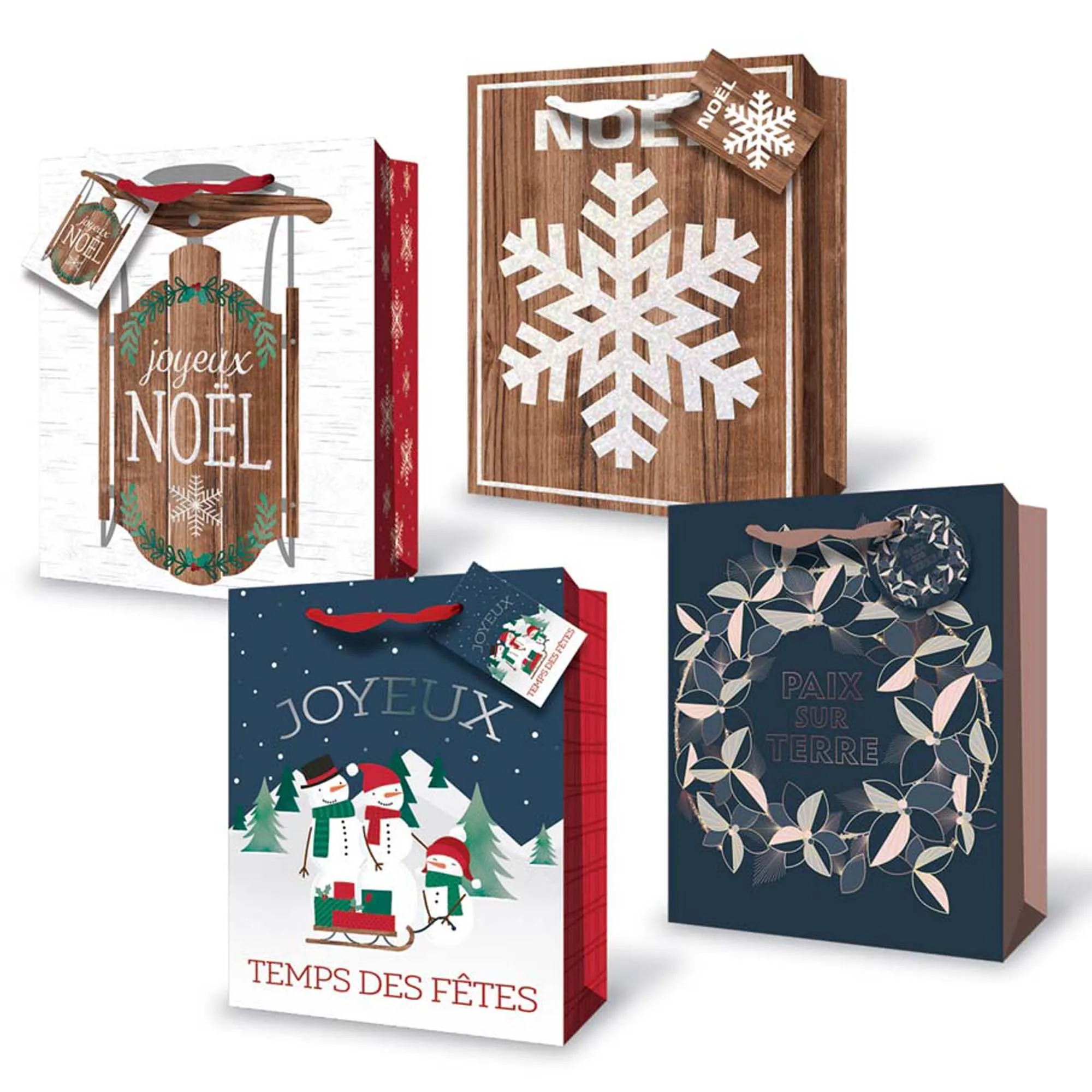 Small Christmas Gift Bag, French Version, Assortment, 1 Count