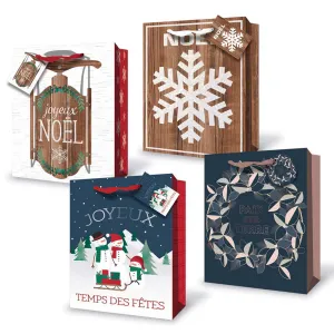 Small Christmas Gift Bag, French Version, Assortment, 1 Count