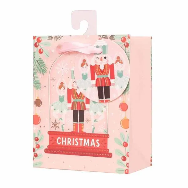 Small Christmas Nutcracker Suite In Cloche Gift Bag - 11.1cm x 13.7cm x 6.2cm