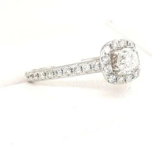 Square Halo Style Solitaire .75ct Ring